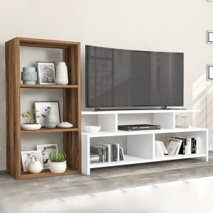 ترابيزة تليفزيون مع وحدة أرفف 35×150سم - ألوان متعددة - WK44