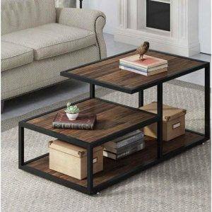 ترابيزة القهوة، شكل مربع، 50×60×100 سم - اسود بني