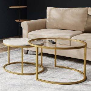 ترابيزة جانبية ستيل، 45×70 سم - ذهبي