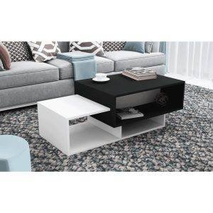 ترابيزة غرفة معيشة خشب ام دي اف، 120×60×40 سم - اسود ابيض