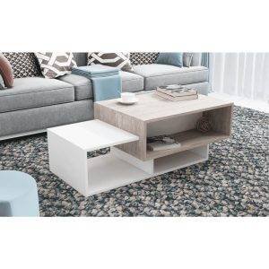 ترابيزة غرفة معيشة خشب ام دي اف، 120×60×40 سم - ابيض بيج