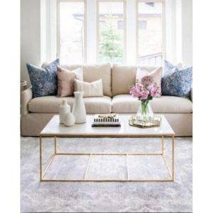 ترابيزة قهوة معدن و رخام،100x50x45 سم -ذهبي