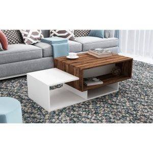 ترابيزة قهوة، 120×60×40 سم - ابيض بني