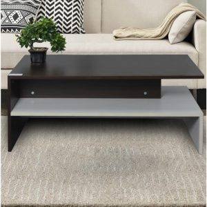 ترابيزة وسط خشب أم دي اف، 100×50×43 سم - بنى داكن ابيض