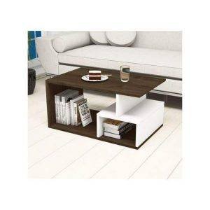 ترابيزة وسط خشب أم دي اف، 102×60×43 سم - بنى داكن ابيض