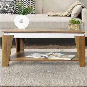 ترابيزة وسط خشب أم دي اف، 103×60×45 سم - بنى فاتح رمادي