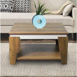 ترابيزة وسط خشب أم دي اف، 80×80×45 سم - بنى فاتح ابيض