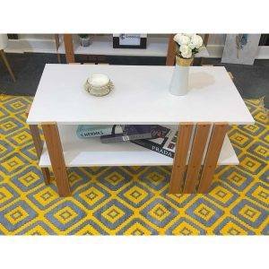 ترابيزة وسط خشب ام دى اف، 100×50×45 سم - ابيض بني