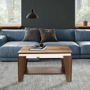 ترابيزة وسط خشب ام دي اف العلا جروب، 1 رف، 80×50×44 سم - بني ابيض