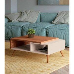 ترابيزة وسط خشب ام دي اف، 100×50×45 سم - ابيض بيج