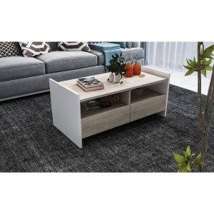 ترابيزة وسط خشب ام دي اف، 100x55x50 سم - ابيض بيج