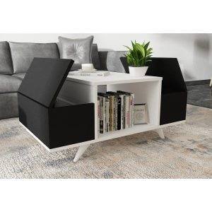 ترابيزة وسط خشب ام دي اف، 100x60x50 سم - ابيض اسود