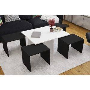 ترابيزة وسط خشب ام دي اف، 100x80x45 سم - ابيض اسود