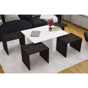 ترابيزة وسط خشب ام دي اف، 100x80x45 سم - ابيض بني