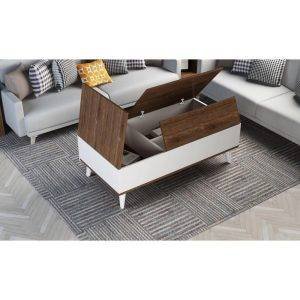 ترابيزة وسط خشب ام دي اف، 120x60x40 سم - ابيض بني