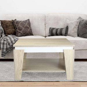 ترابيزة وسط خشب ام دي اف، 70×70×44 سم، 1 رف - بيج ابيض