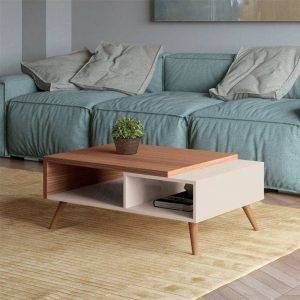 ترابيزة وسط خشب ام دي اف، 80×40×50 سم - أبيض بيج