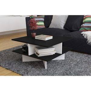 ترابيزة وسط خشب ام دي اف، 80x80x40 سم - اسود ابيض