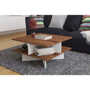 ترابيزة وسط خشب ام دي اف، 80x80x40 سم - بني ابيض