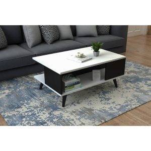 ترابيزة وسط خشب ام دي اف، 90x60x40 سم - ابيض اسود