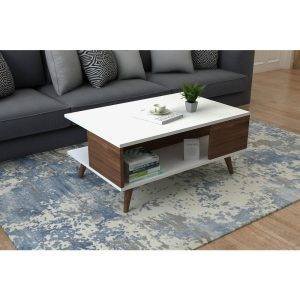 ترابيزة وسط خشب ام دي اف، 90x60x40 سم - ابيض بني