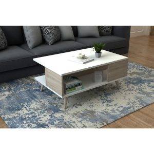 ترابيزة وسط خشب ام دي اف، 90x60x40 سم - ابيض بيج