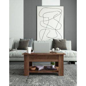 ترابيزة وسط خشب ام دي اف، ميكانيزم، 80×50×45 سم - بني