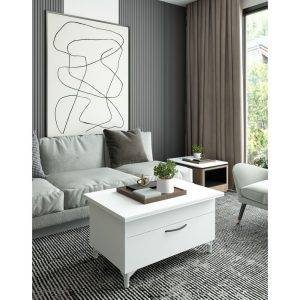 ترابيزة وسط خشب ام دي اف، ميكانيزم، 80×50×45 سم - ابيض