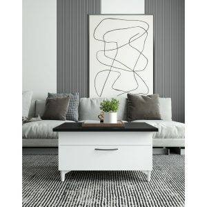 ترابيزة وسط خشب ام دي اف، ميكانيزم، 80×50×45 سم - بني اسود