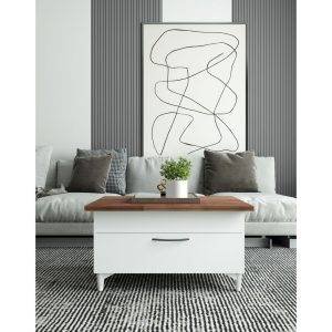 ترابيزة وسط خشب ام دي اف، ميكانيزم، 80×50×45 سم - بني ابيض