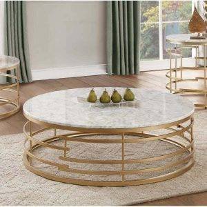 ترابيزة وسط ستيل، 45×90 سم- ذهبي