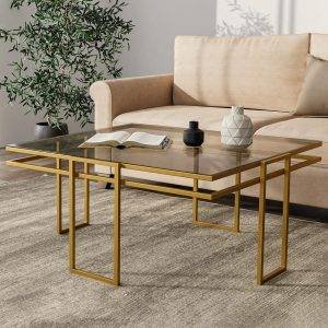 ترابيزة وسط ستيل، 75×75×45 سم - ذهبي