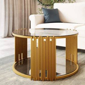 ترابيزة وسط ستيل، 80×80×45 سم - ذهبي