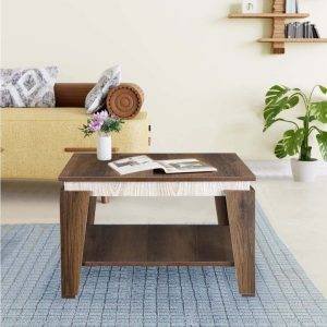 ترابيزة وسط مربعة خشب ام دي اف، رف سفلي، 70×70×45 سم - بني