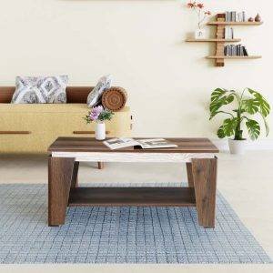 ترابيزة وسط مستطيلة خشب ام دي اف، رف سفلي، 80×50×55 سم - بني