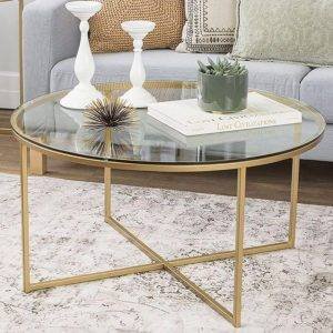 ترابيزة وسط معدن، 70×45 - ذهبي