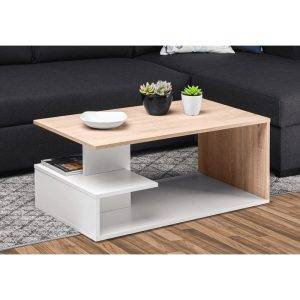 ترابيزة وسط مودرن خشب ام دي اف، 45×45×80 سم - بيج وابيض