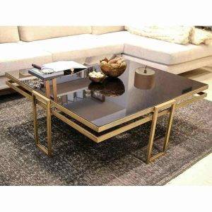 ترابيزة وسط مودرن ستيل، 78x78x45 سم - ذهبي