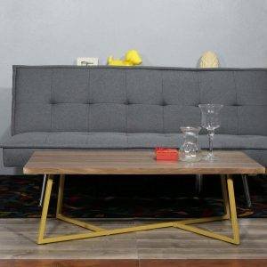 ترابيزة وسط مودرن ستيل، سطح خشب ام دي اف، 100×50×45 سم - بني ذهبي