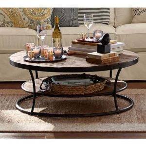 ترابيزة وسط مودرن ستيل، سطح خشبي، 45x85 سم - بني اسود