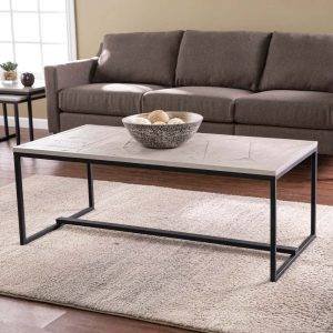 ترابيزة وسط مودرن ستيل، سطح رخام، 110×50×45 سم - ابيض اسود