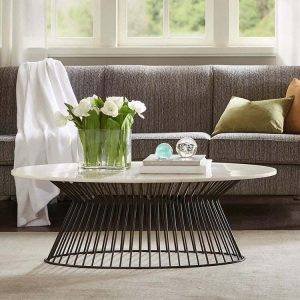 ترابيزة وسط مودرن ستيل، سطح رخامي، 45x100 سم - ابيض اسود