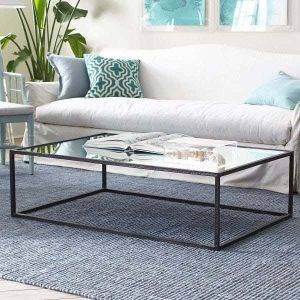 ترابيزة وسط مودرن ستيل، سطح زجاجي، 110x60x45 سم - اسود