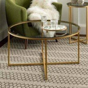 ترابيزة وسط مودرن ستيل، سطح زجاجي، 45×75 سم- شفاف ذهبي