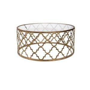 ترابيزة وسط مودرن ستيل، سطح زجاجي، 45×90 سم- شفاف ذهبي