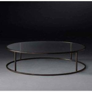 ترابيزة وسط مودرن ستيل، سطح زجاجي، 50×110 سم- شفاف اسود