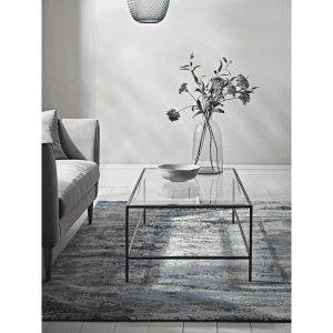 ترابيزة وسط مودرن ستيل، سطح زجاجي، 90x50x50 سم - اسود