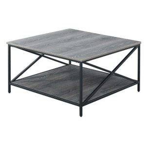 ترابيزة وسط مودرن معدن، 80×80×40 سم - رمادي