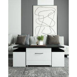 طقم ترابيزة وسط خشب ام دي اف، ميكانيزم، 120×60×45 سم، 4 قطع بف - اسود ابيض